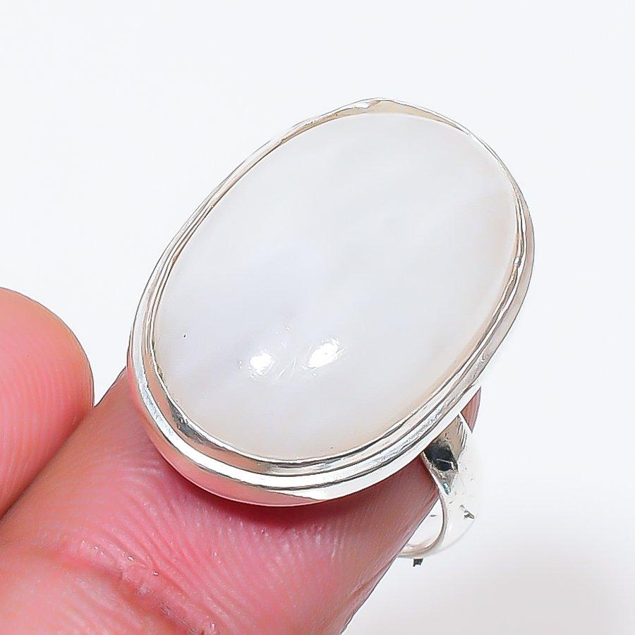 Natural Moonstone Gemstone 925 Sterling Silver Jewelry Ring Size Adj. AR-18508