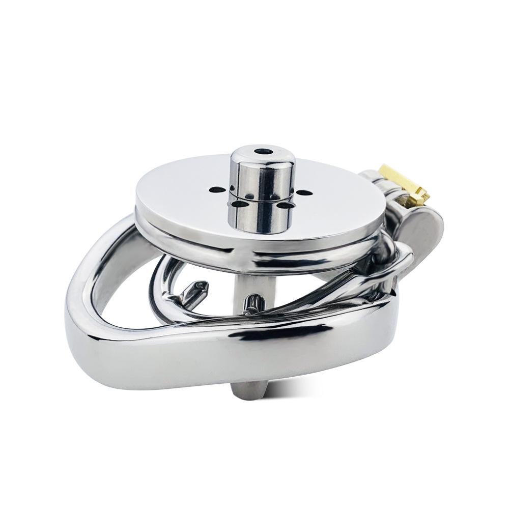 Umgekehrter, verstopfter Zylinder-Keuschheitskäfig, Bondage-Peniskäfig für Paare, Stahl-Penisringe, Spiele für Erwachsene, Sexspielzeug für Schwule