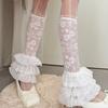 Lolita White Stockings Summer Retro Layered Ruffles Women Foot Cover Breathable Thin Mesh Lace Leg Warmers Sweet JK Socks