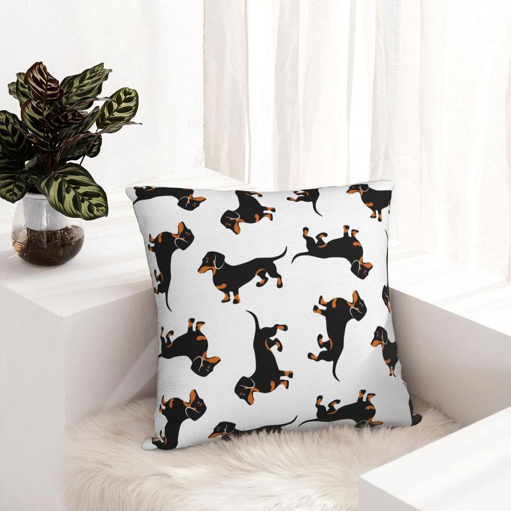 Black And Tan Dachshunds Cute Dog Pattern Pillow Cases Cushion Covers Novelty Decor Pillowcase For Home 45X45Cm