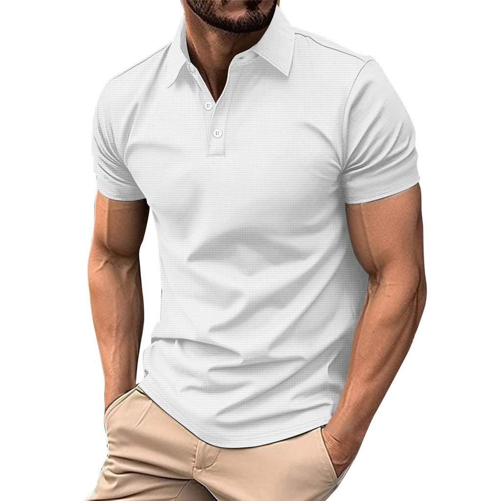 Men's Summer Solid Color Button Short Sleeve Tops Men's Casual Loose Fashion Tops