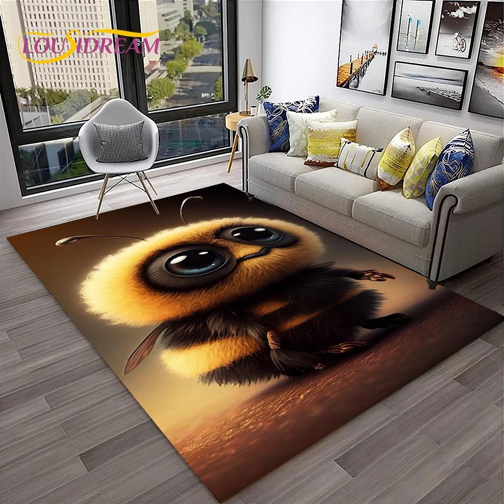 Insect 3D Cartoon Bee Cute HoneyBee Carpet Rug for Home Living Room Bedroom Sofa Doormat Decor,kids Area Rug Non-slip Floor Mat