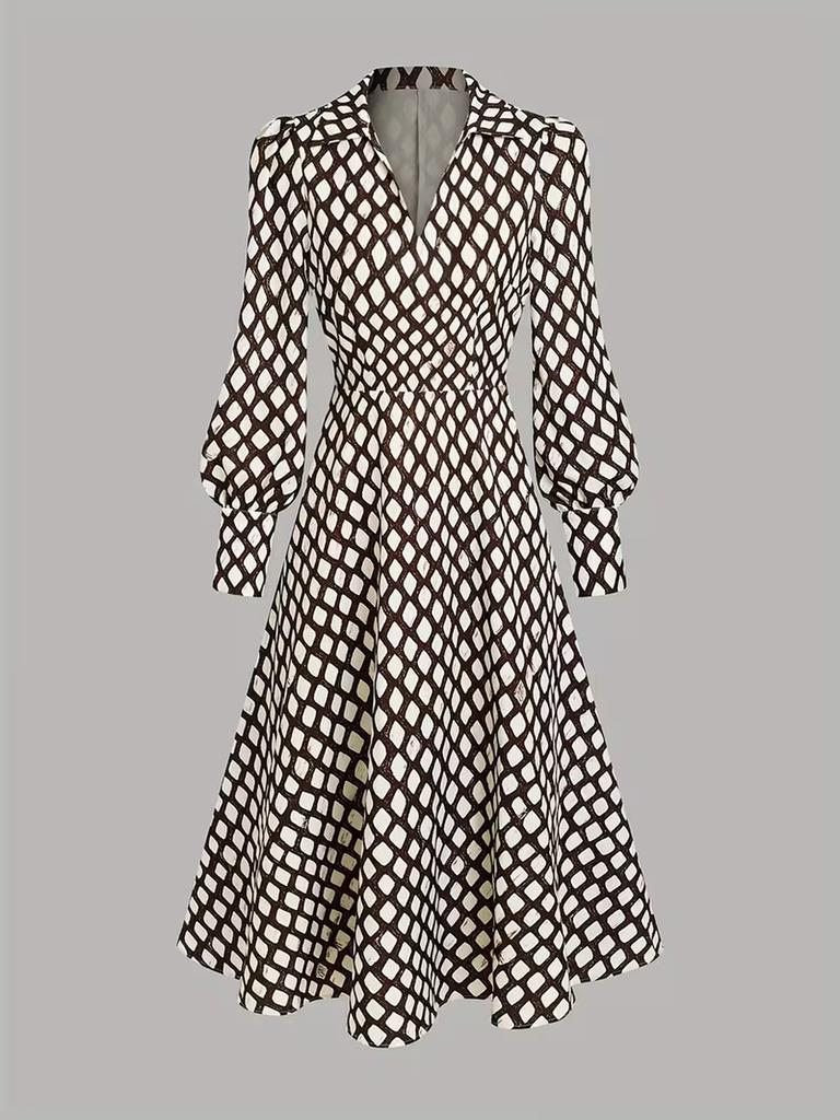 Women's Floral Long Sleeve Tie Waist Dress - Autumn/Winter Fashion