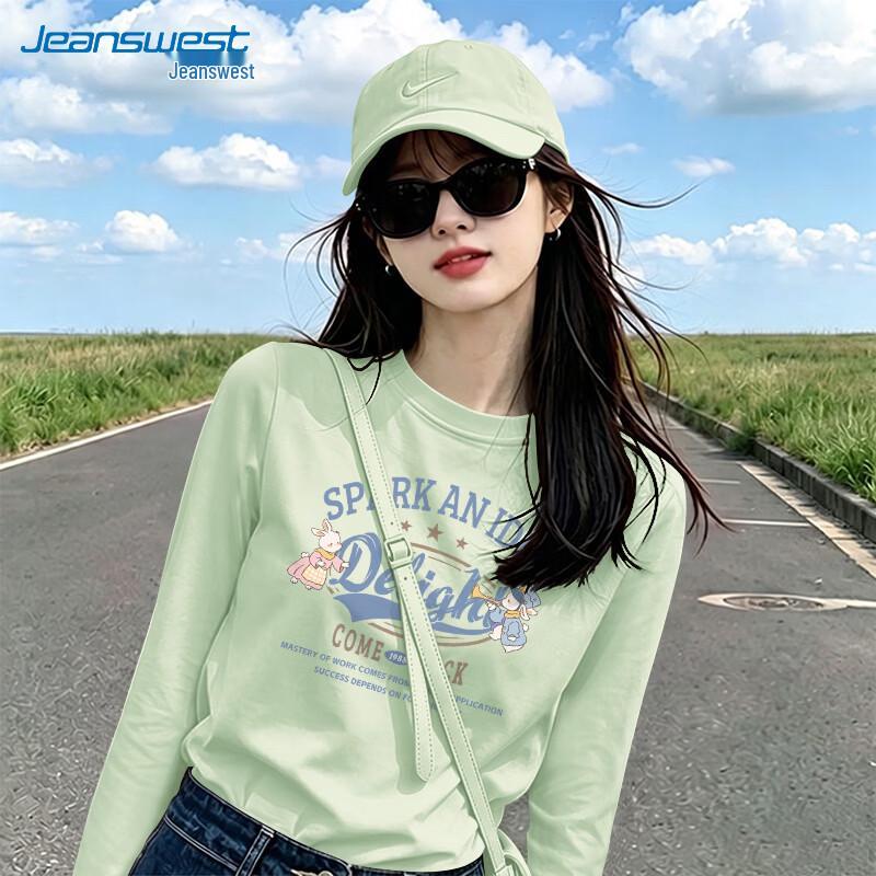 Jeanswest Women's 2026 Fall Retro Story Cotton Long Sleeve T-Shirt