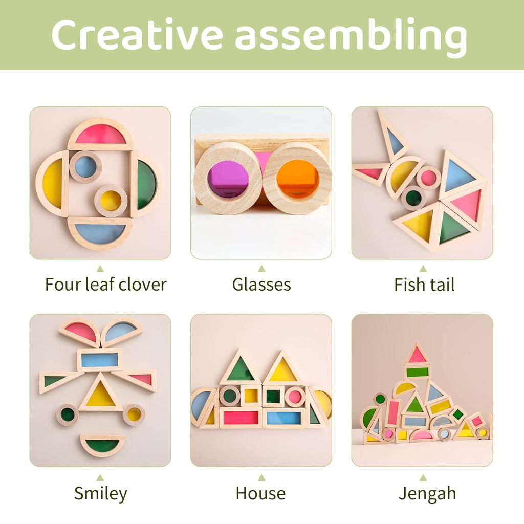 Promise Babe Colorful Building Acrylic Photography Rainbow Building Equilateral Right 3D 24 Ages Blocks, Sheets, Toys, Props, Toys, Cuboid, Triangle,