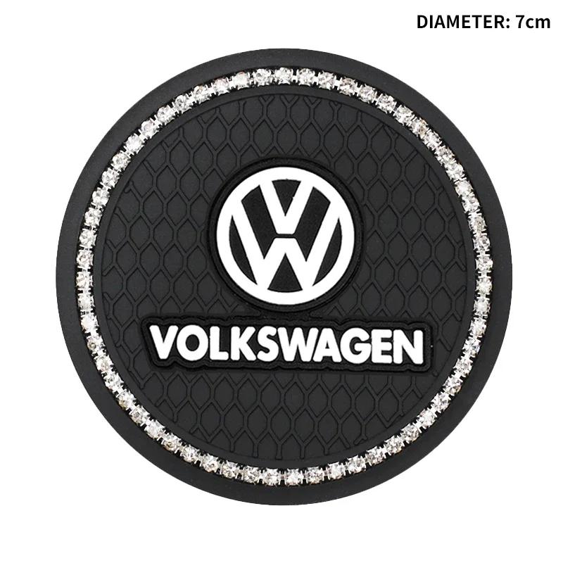 Car For Volkswagen VW Car Coaster Water Cup Bottle Holder Diamond Non-Slip Mat Decoration For Volkswagen VW R GTI Golf 5 7 Caddy