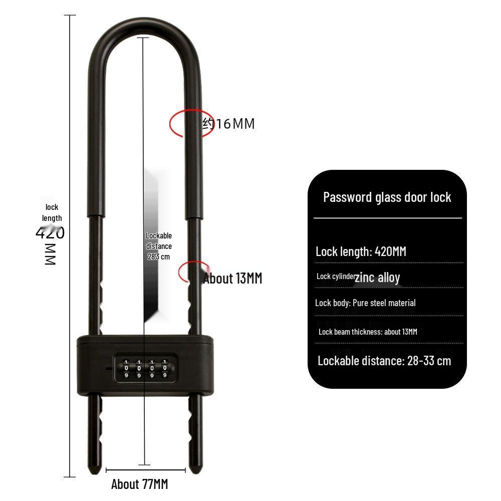 U-Shaped Glass Door Lock: Electric Scooter & Sliding Door Anti-Theft Password Lock
