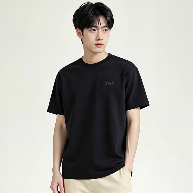 LI-NING Summer New Men's Short Sleeve T-Shirt Lightweight Breathable Comfortable Crew Neck Simple Fashion Casual Sports T-Shirt