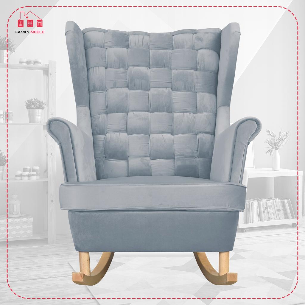 Carol Rocking Chair, Scandinavian Family Meble, Steel, Light Grey
