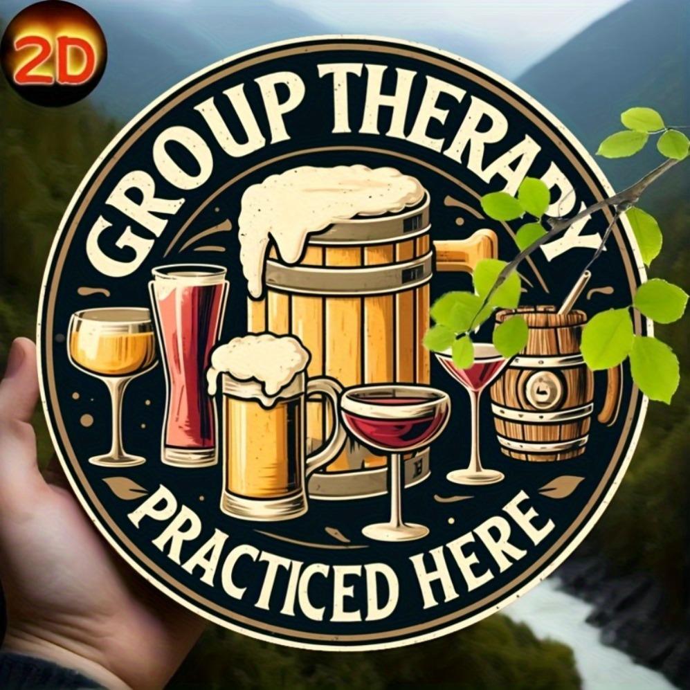 Vintage Group Therapy Practiced Here Beer Bar Aluminum Sign Rustic Metal Art Poster for Home Man Cave Backyard