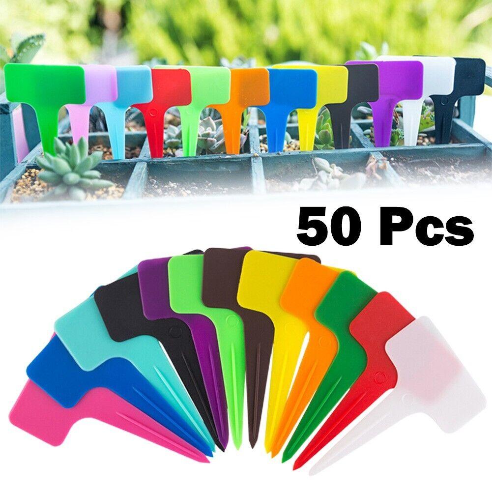 50 stk Lett å identifisere 50 stk Plastpinne T planteetiketter Blomstermerke for hagen din