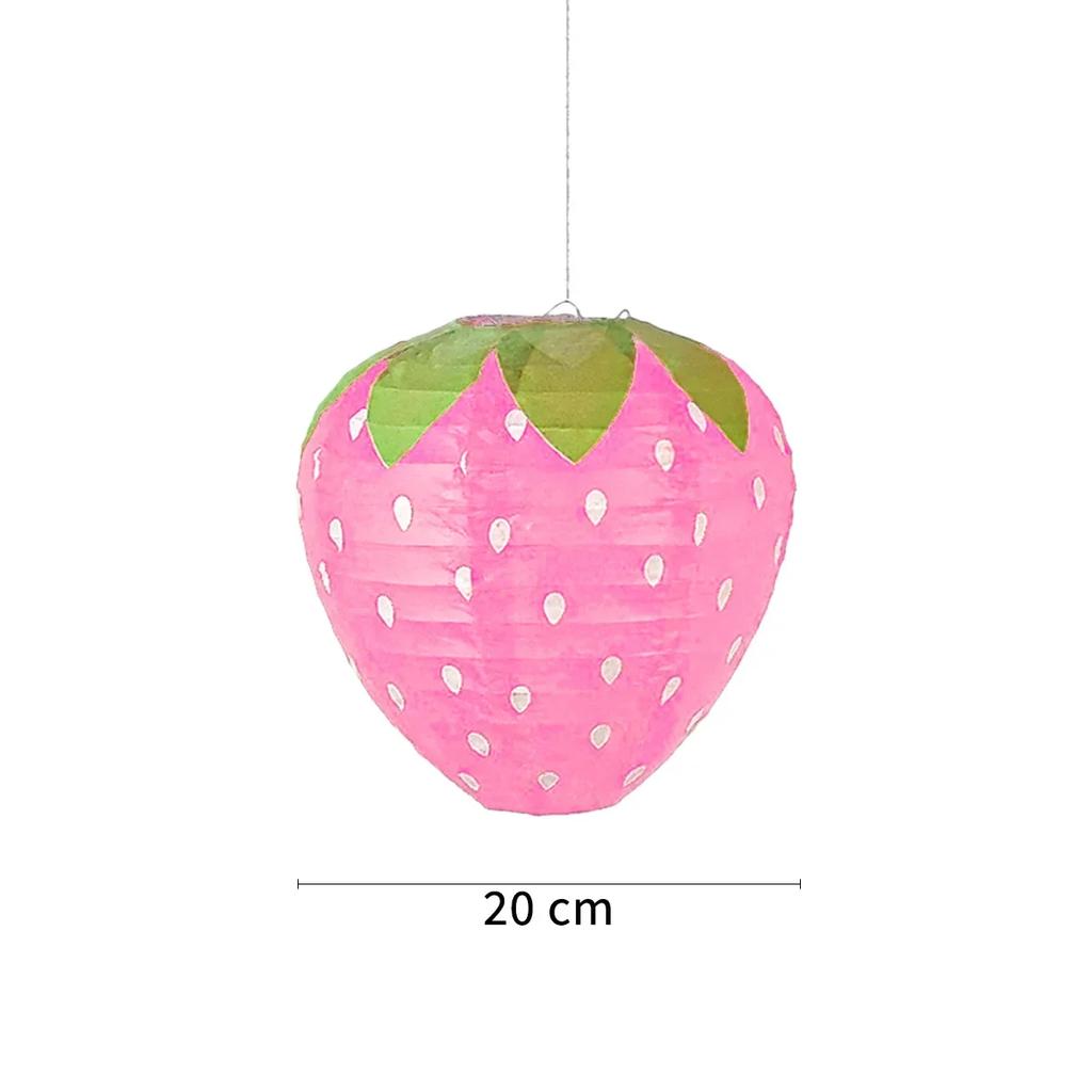 Pink Strawberry Paper Lantern Kid DIY Handheld Paper Lantern Kindergarten Hanging Pendant Happy Sweet Girls Birthday Party Decor