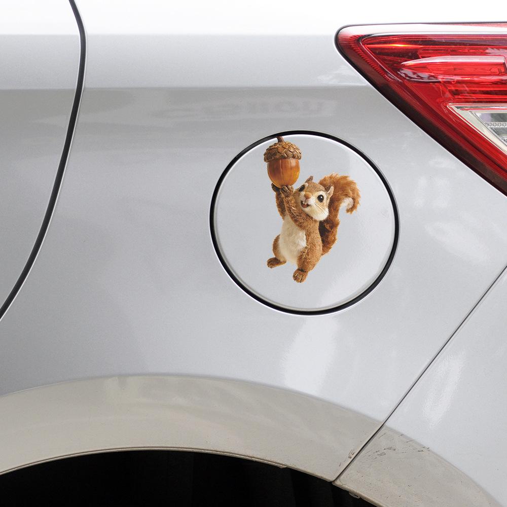 Cartoon Painted 3D Realistic Squirrel Car Fuel Tank Beautification Decoration Sticker