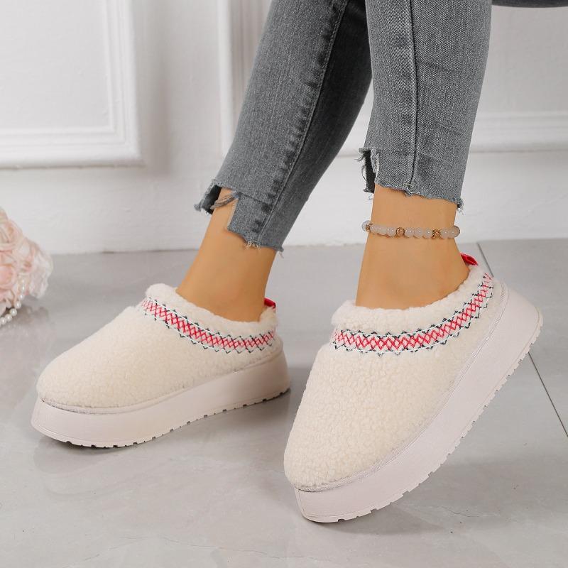 Fashion Ethnic Style Platform Heightened Snow Boots Women's Winter Cotton Shoes Anti-slip Wear Wool Slippers