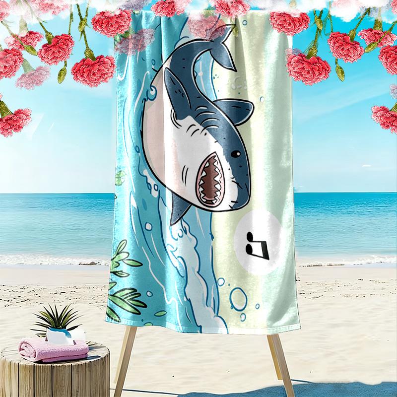 Shark 2D Flat Print Beach Towel, Large Soft Quick Dry Towel for Beach Camping SwimmingXSTJ0915478