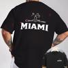 Miami Palm Tree Graphic Motorcycle Double-Sided Print T-Shirt Summer Men Short Sleeve O-neck Ca