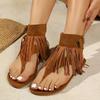 Studded Sandals Women's Shoes Flip Flops Low Heel Tassel Summer Roman Shoes Corrective Toe Clip Boots Style