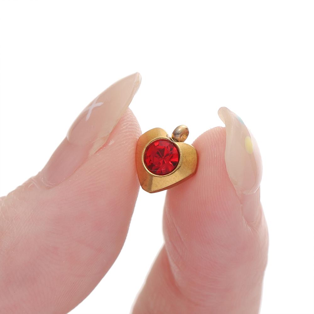 10pcs Gold Color Stainless Steel with Crystal Rhinestone Charms Heart Pendants for DIY Necklace Earrings Charm Jewelry Making