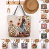 Elephant Hello Kitty Butterfly Embroidered Canvas Tote Bag With Seamed Stitching For Daily Use