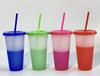 Eco-Friendly Cold-Sensitive Color-Changing Large-Capacity PP Plastic Cup with Straw for Party Use Set of 10