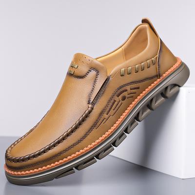 Fashion Vintage Mens Casual Leather Shoes Comfy Male Casual Loafers Handmade Moccasins Fashion Men's Walking Shoes Outdoor Slip On Flats