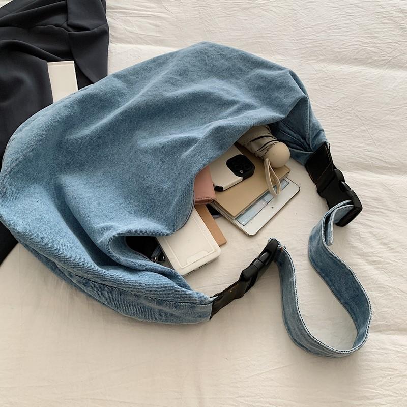 Vintage Tote Bag Women's Denim Bag Lightweight Large Capacity Shoulder Crossbody Bag