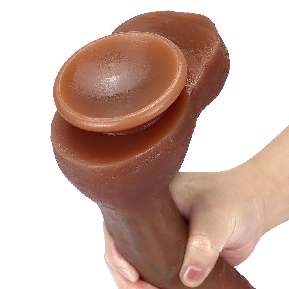 26cm Women's Masturbator Dildo with Sucker Super Soft Silicone Sex Toys Realistic Penis Anal Plug