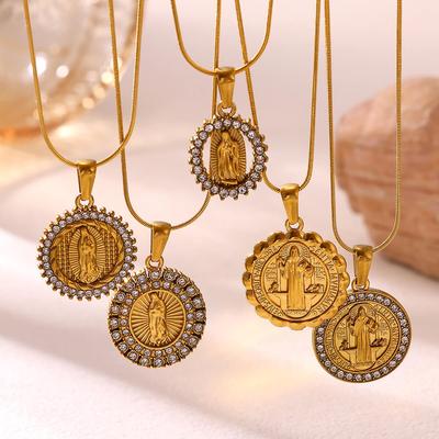 Virgin Mary Necklace Women Mothers Gifts Benedict Exorcism Stainless Steel Catholic Roman Cross Demon Protection Charm Jewelry