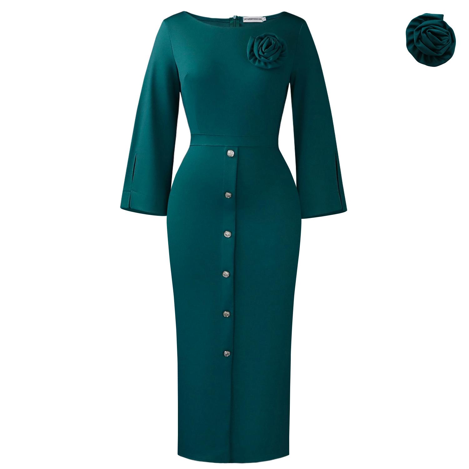 Women s Plus Size Elegant Round Neck African Dress M