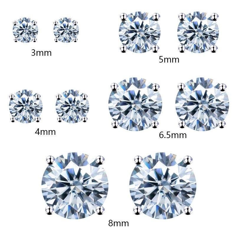 Four Claws Moissanite Stud Earrings for Women S925 Sterling Silver 3mm-8mm D Color Wedding Fine Jewelry Drop Shipping
