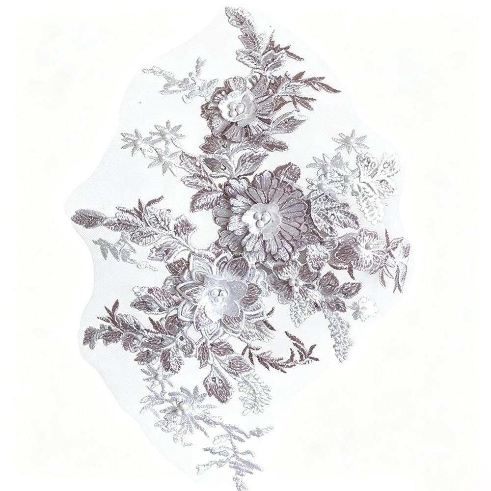 3D Flowers Sequin Applique Beaded Mesh Rhinestone Embroidered Embroidered Flower Applique Floral Lace Big Size