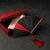 Handheld Folding Fan Vintage Japanese Bamboo Fan, Elegant with Tassels, Kimono Cheongsam Accessory Cooling Portable Oriental Style for Dancing