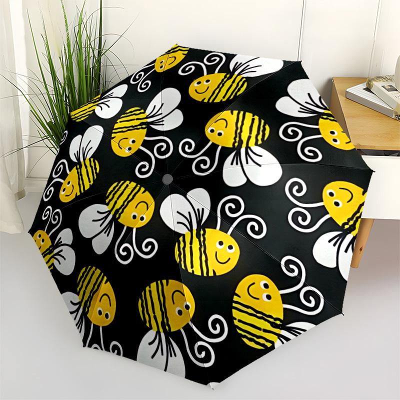 1pc Bee Pattern Automatic Open/Close Umbrella - Compact Travel Umbrella with 8-Rib Durable Frame, Lightweight & Portable Design z07