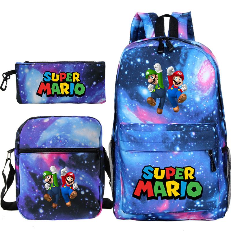 Super Mary Three-Piece Schoolbag, Male And Female Students, Large-Capacity Schoolbag, Shoulder Bag, Pencil Case.
