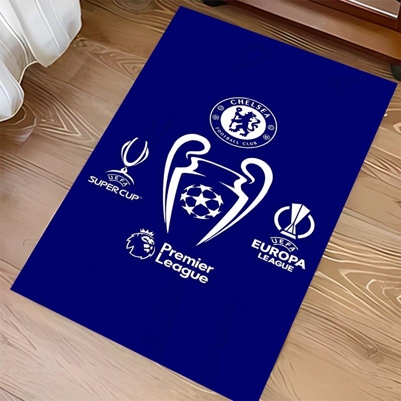 1pc Chelsea FC logo Print Area Rug - Soft,Washable Non-Slip Indoor Mat for Office Chairs,Living Room,Home Office Decorative Rug