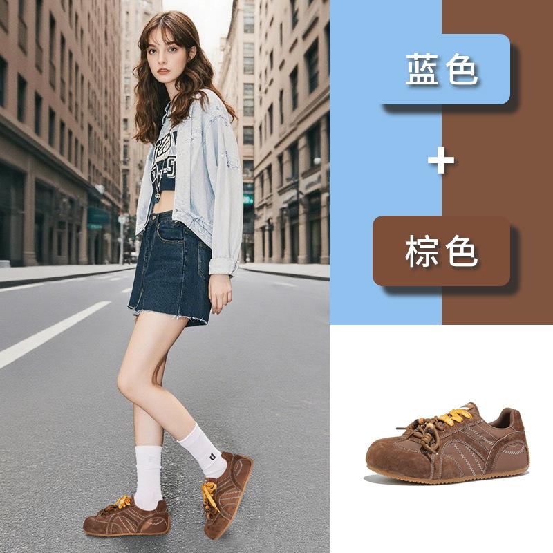 Inner height increase 3.5cm Kapibara toe cap leather Forrest Gump shoes women's 2025 autumn new sports moral training shoes women