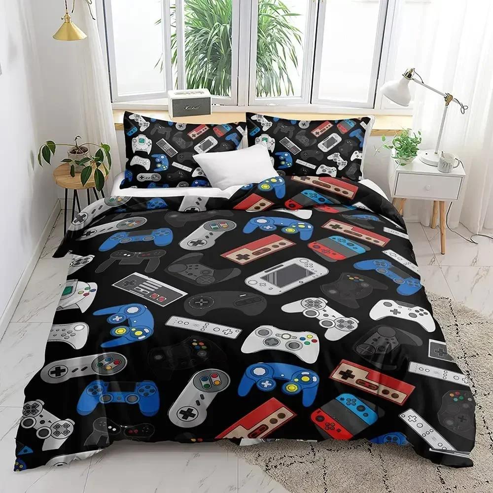 Gamer Bedding Sets for Boys Gaming Duvet Cover Set Video Games Comforter Cover Custom Designs Bed Set with Pillowcase