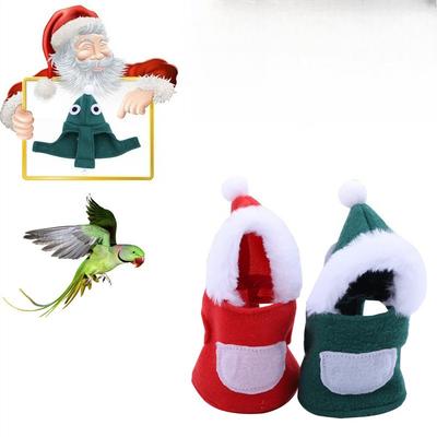 Yeni Evcil Kuş Giysileri, Noel Kuş Giysileri, Papğanlar Sevimli Kuşlar Noel Baba Şekline Dönüşüyor