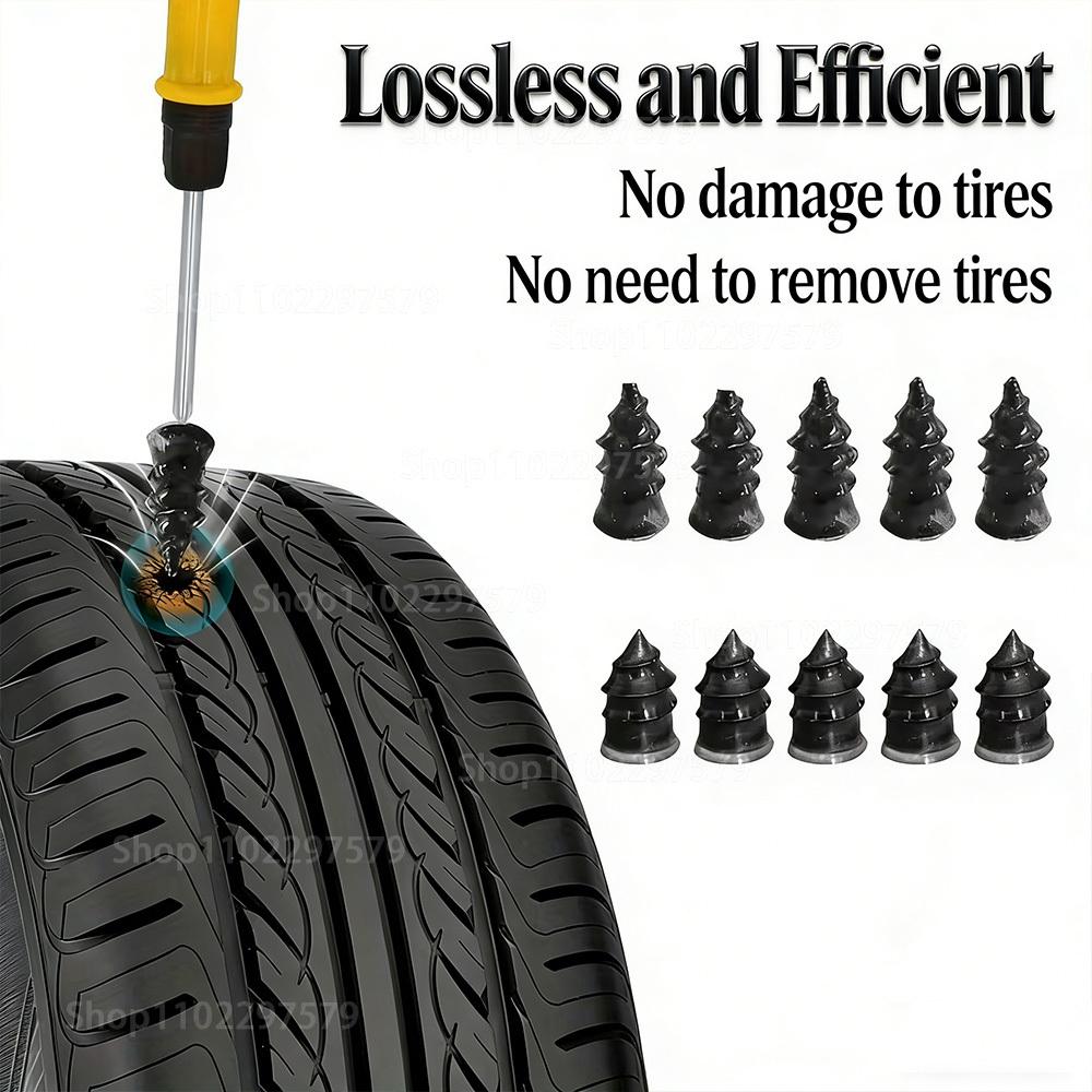 Tire Repair Kit Emergency Tyre Puncture Plug Tool Set with Repair Glue & Rubber Strips for Car Motorcycle Bicycle