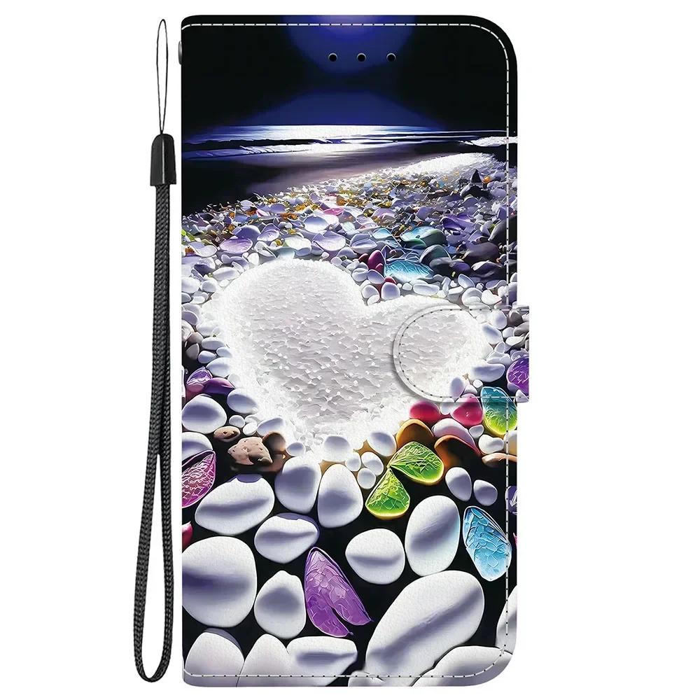 Cute Painting Leather Flip Phone Case For Samsung Galaxy S22 S23 FE S24 Plus S25 Ultra Flower Butterfly Wallet Stand Back Cover