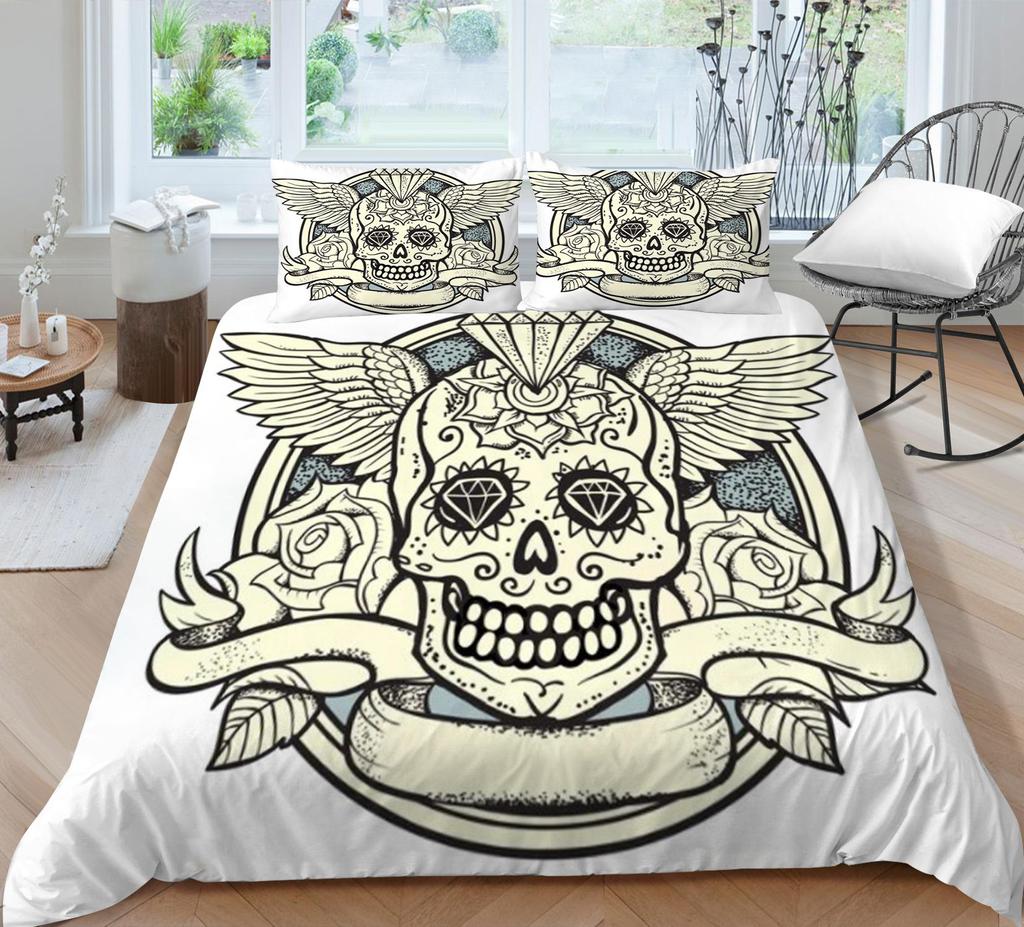 Bedding Cover Sets Skull Home Textiles Bed Quilt Cover Bedding Set 3D Duvet Cover Comfortable Bedclothes Microfiber Quilt Cover