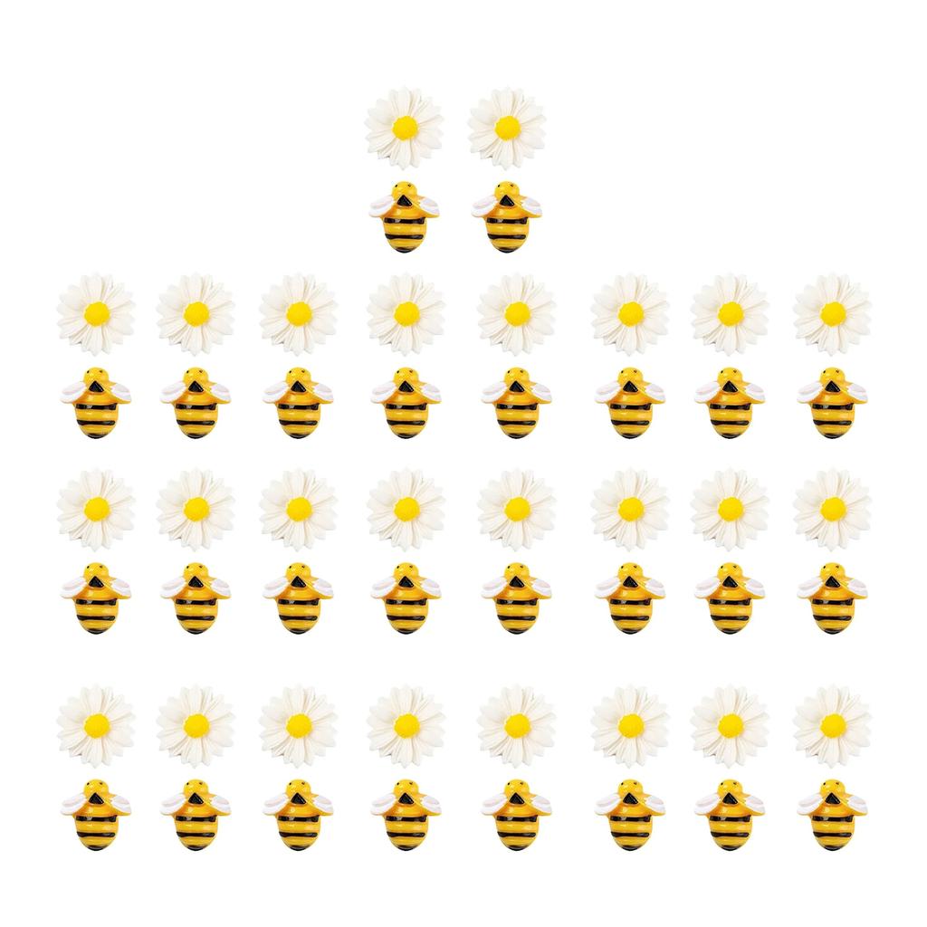 Pack Of 50 Daisy And Bee Resin Decorations Daisy Decoration For DIY Crafts Scrapbooking And Party Favors Embellishments