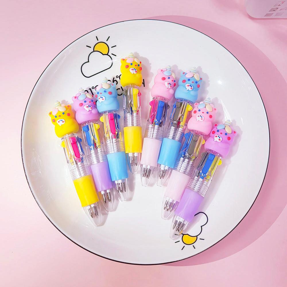 5Pcs/Lot Kawaii Cartoon Unicorn Four Color Ballpoint Pens Cute Ball Point Pens Kids School Stationery Writing Supplies Gift