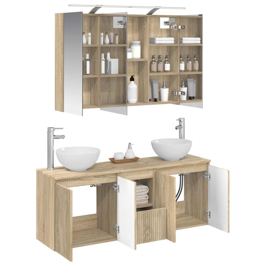 Bathroom Cabinet Set 4 pcs Sonoma Oak 100 x 14.5 x 70 cm