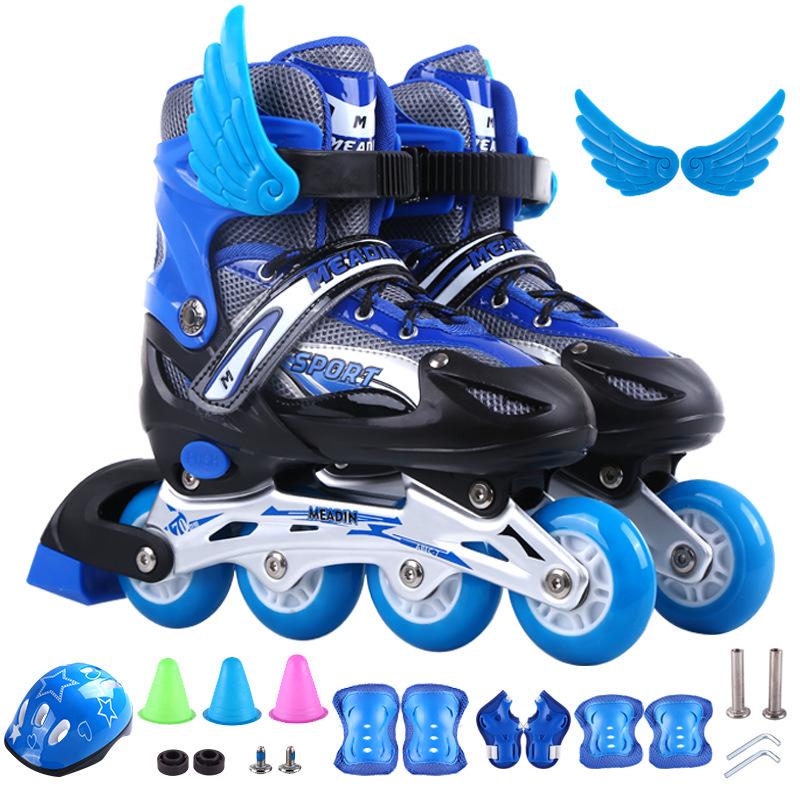 Children's Adjustable Inline Roller Skates Set with Flash Wheels, Helmet, and Protective Gear