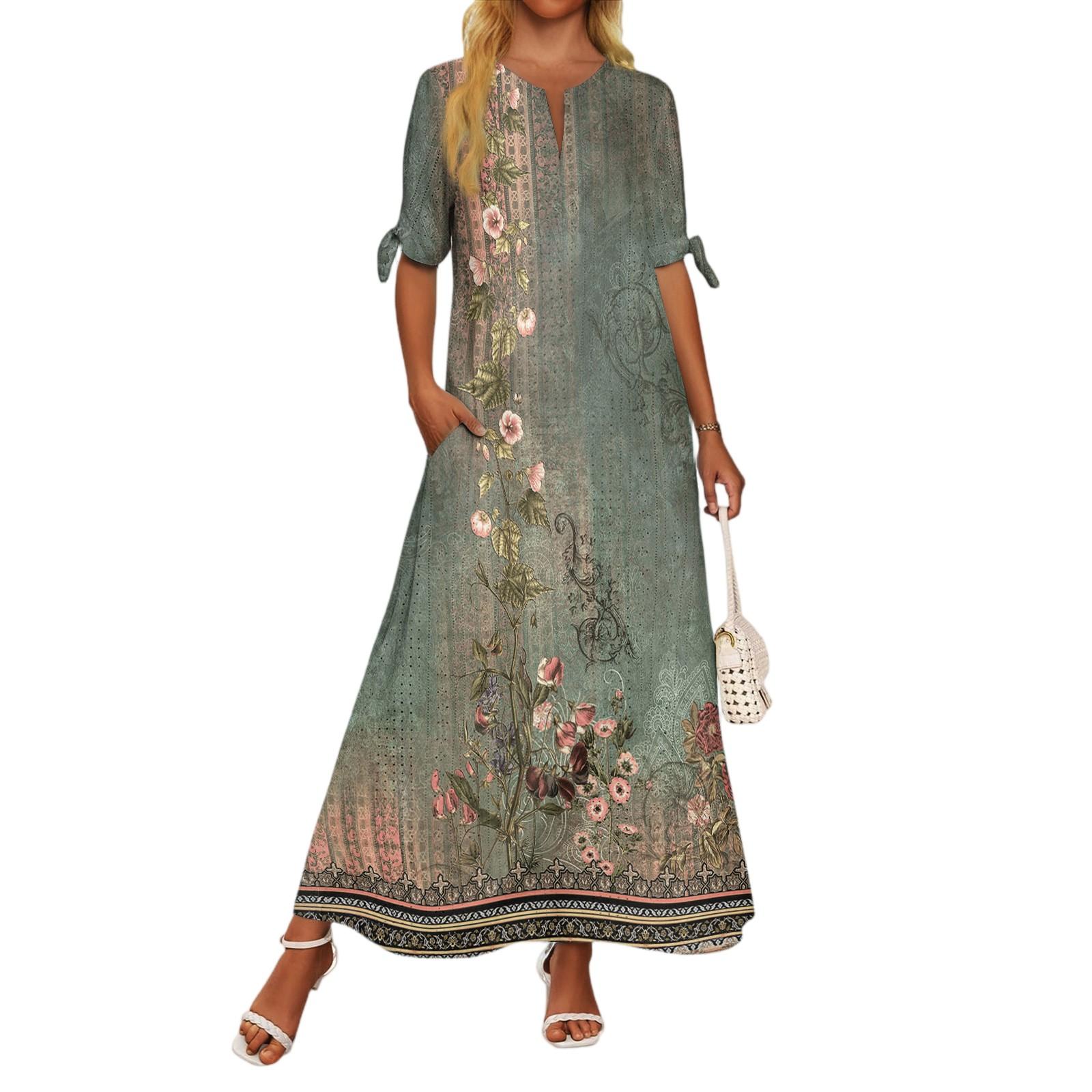 

Женское повседневное модное темпераментное элегантное платье макси с лоскутным поясом и цветочным принтом XL