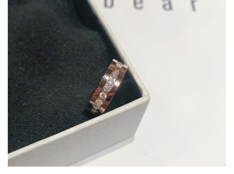 Korean Style Rose Gold Micro-Inlaid Diamond Titanium Steel Ring for Men and Women