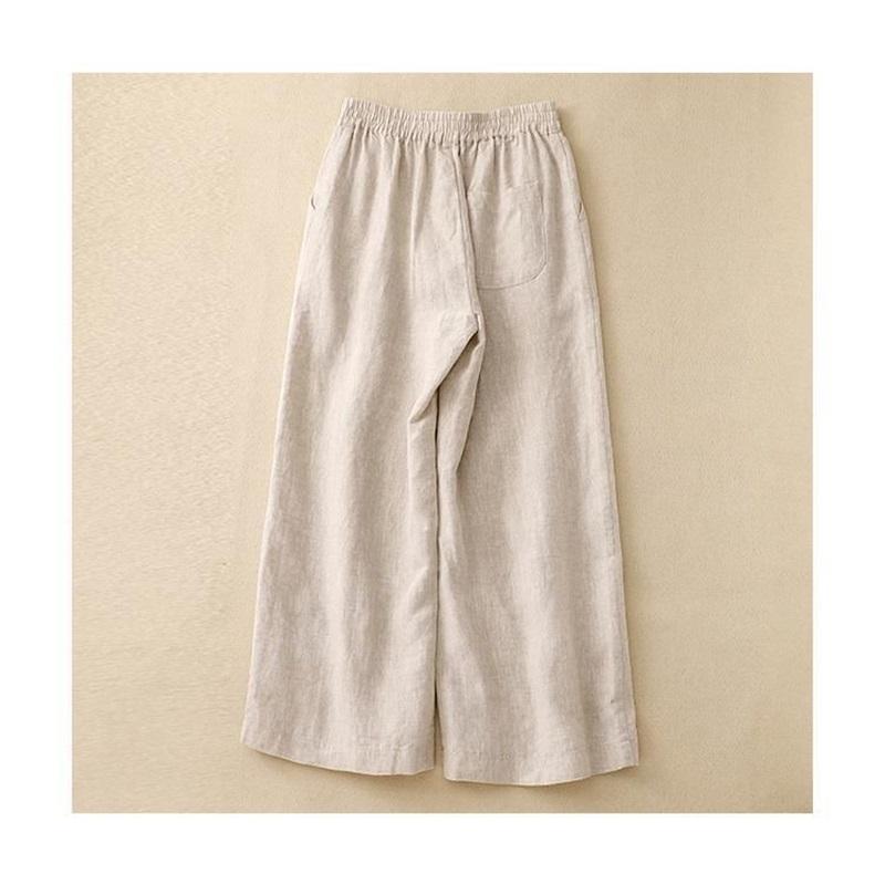 Women's Linen Blend 2-Piece Outfit Embroidered Half Sleeve Top & Wide Leg Pants Casual Set