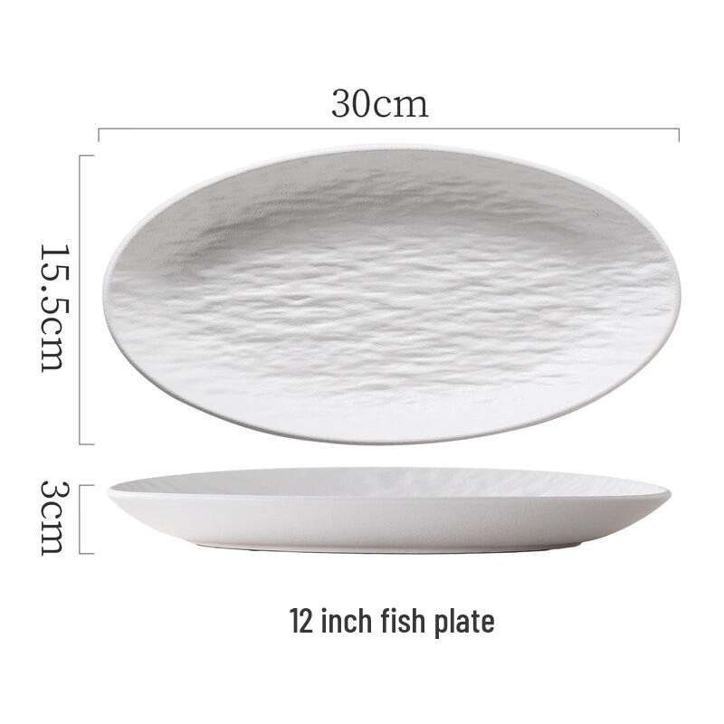 Premium Japanese Style Oval Ceramic Fish Plate