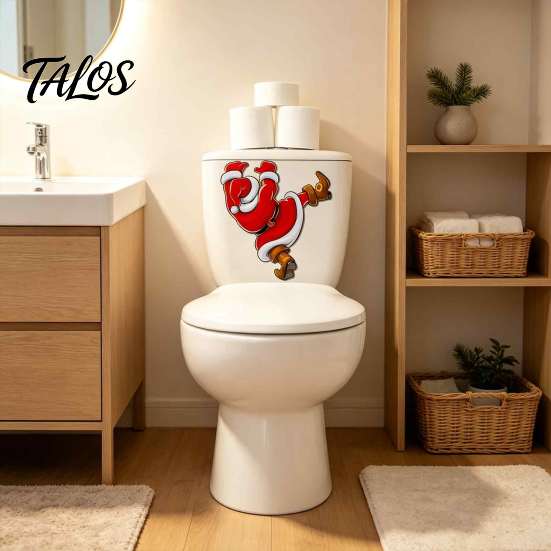 Funny Christmas Toilet Stickers Sticker, Santa Claus Seat Decal, Waterproof Festive Bathroom Accessories PVC Holiday Wall Decor for Home Party